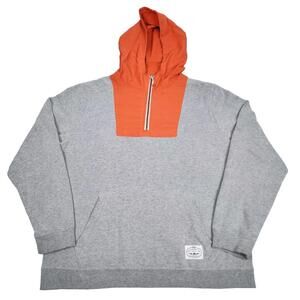 Poler Sweat Bag-it Hoodie Sweashirt Mens XL Gray Orange 1/4 Zip Pullover Outdoor